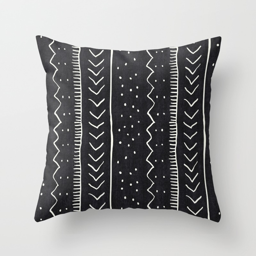 Cute Geometric Stripe In Black And White Throw Pillow by House Of Haha - Cover (20" x 20") With Pillow Insert - Indoor Pillow - Image 0