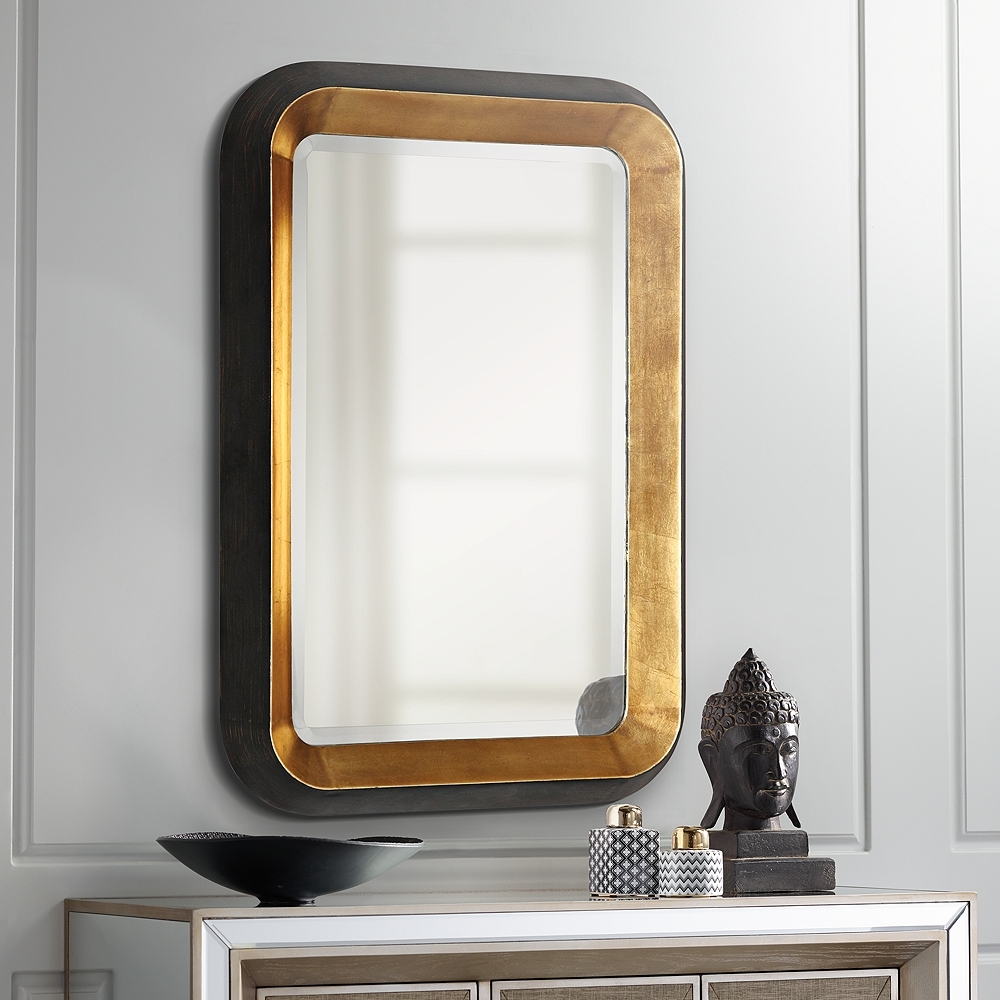 Niva Antiqued Gold Leaf 28" x 42 1/4" Wall Mirror - Style # 35K48 - Image 0