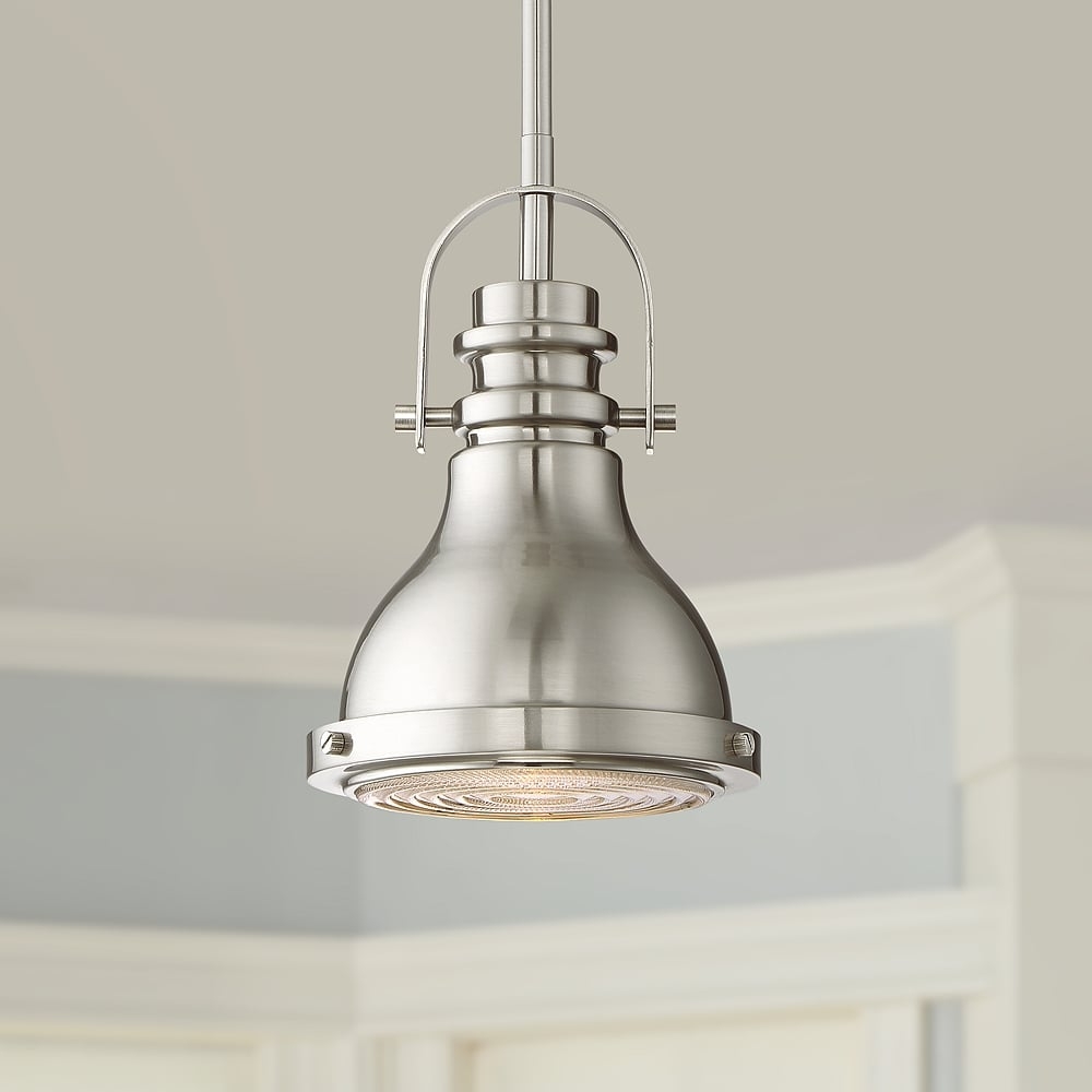 Possini Euro Verndale 6 1/2" Brushed Nickel Industrial Mini Pendant - Image 0