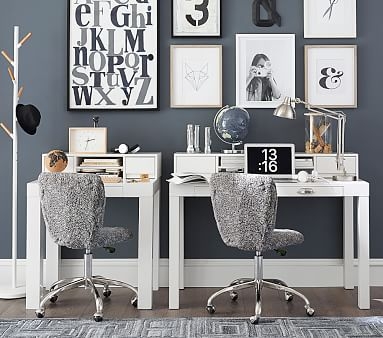 Parsons Mini Desk & Hutch Set, Simply White, UPS - Image 1