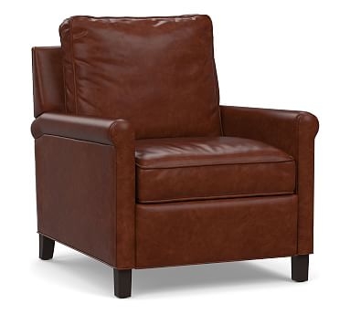 Tyler Roll Arm Leather Power Recliner without Nailheads, Down Blend Wrapped Cushions, Statesville Molasses - Image 1