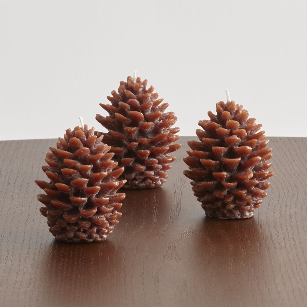 Mini Pinecone Candles, Set of 3 - Image 0