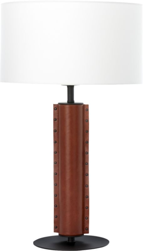 Rivet Brown Leather Table Lamp - Image 3