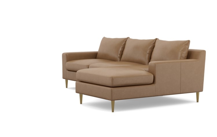 Sloan Leather Chaise Sectional with Palomino and Brass Plated legs - Image 4