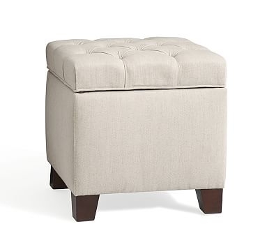 Lorraine Upholstered Cube, Polyester, Twill Sierra Red - Image 2
