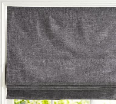 Emery Linen/Cotton Cordless Roman Shade, 32 x 64", Charcoal - Image 0