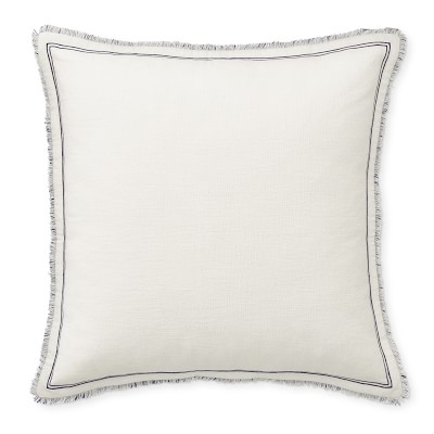 Raw Edge Reversible Linen Pillow Cover, 22" X 22", Navy - Image 0