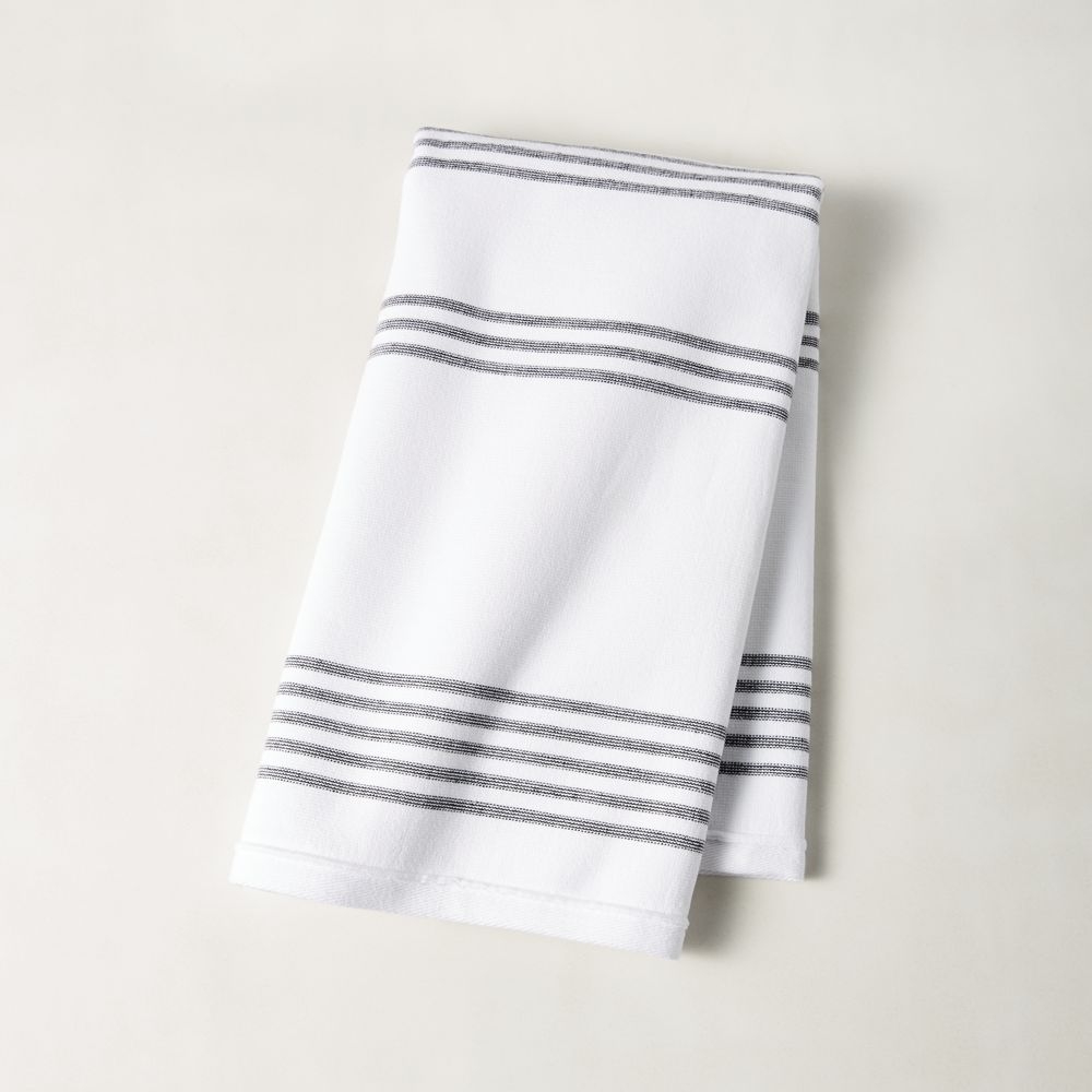 Raya Black and White Striped Hand Towel - Image 0