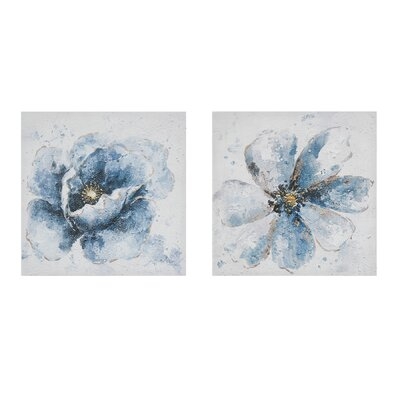 'Gleaming Florals' 2 Piece Painting Print Set on Wrapped Canvas - Image 0