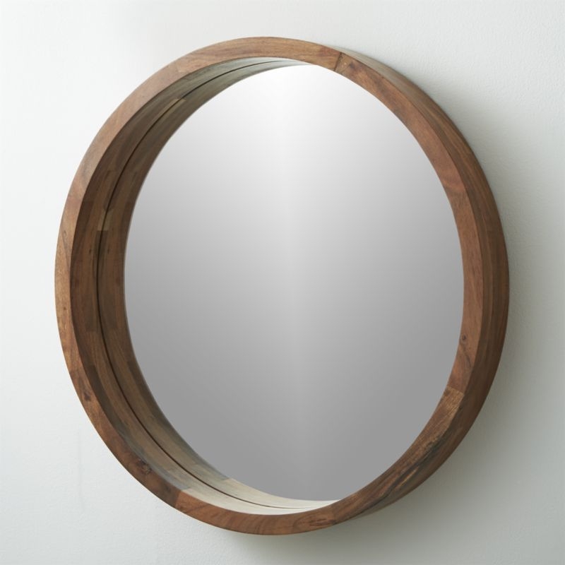 Acacia Wood Round Wall Mirror 24" - Image 5