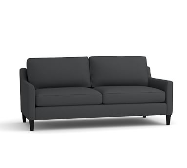 Beverly Upholstered Sofa 80", Polyester Wrapped Cushions, Premium Performance Basketweave Charcoal - Image 2