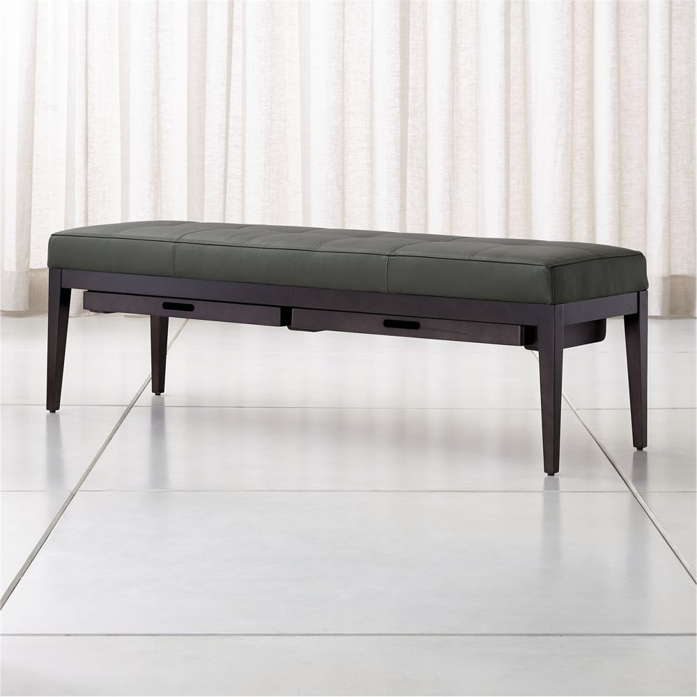 Nash Leather Large Tufted Bench with Tray - Image 0
