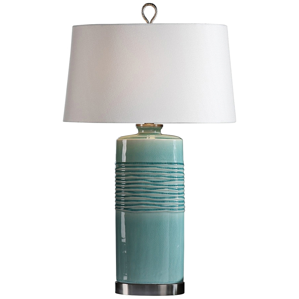 Uttermost Rila Distressed Teal Ceramic Table Lamp - Style # 32P40 - Image 0