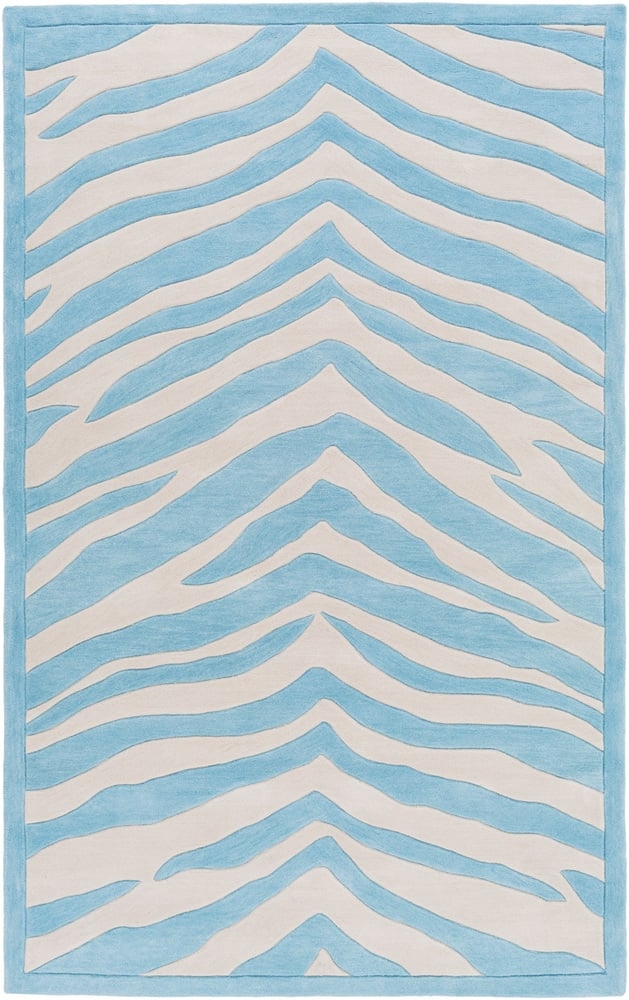 Leap Frog Blue Indoor 5' x 7'6" Handmade Rug - Image 1