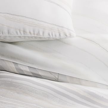 Organic Sateen Marble King Sham, Frost Gray - Image 1