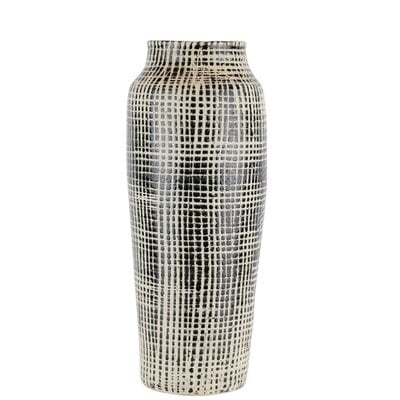 Venegas Ceramic Vase, 18.75" Black/Beige Mesh Design - Image 0