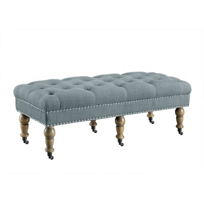 Button Tufted Bench With Caster Wheels - Image 0