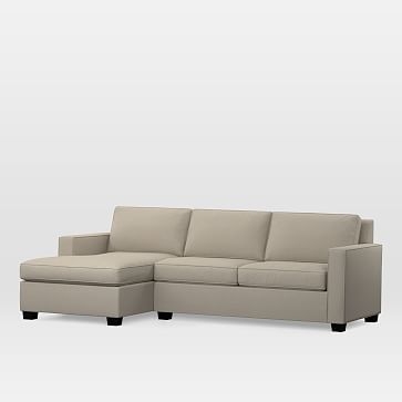 Henry Sectional Set 15: Right Arm Loveseat, Left Arm Chaise, Heathered Crosshatch, Natural, Chocolate - Image 2