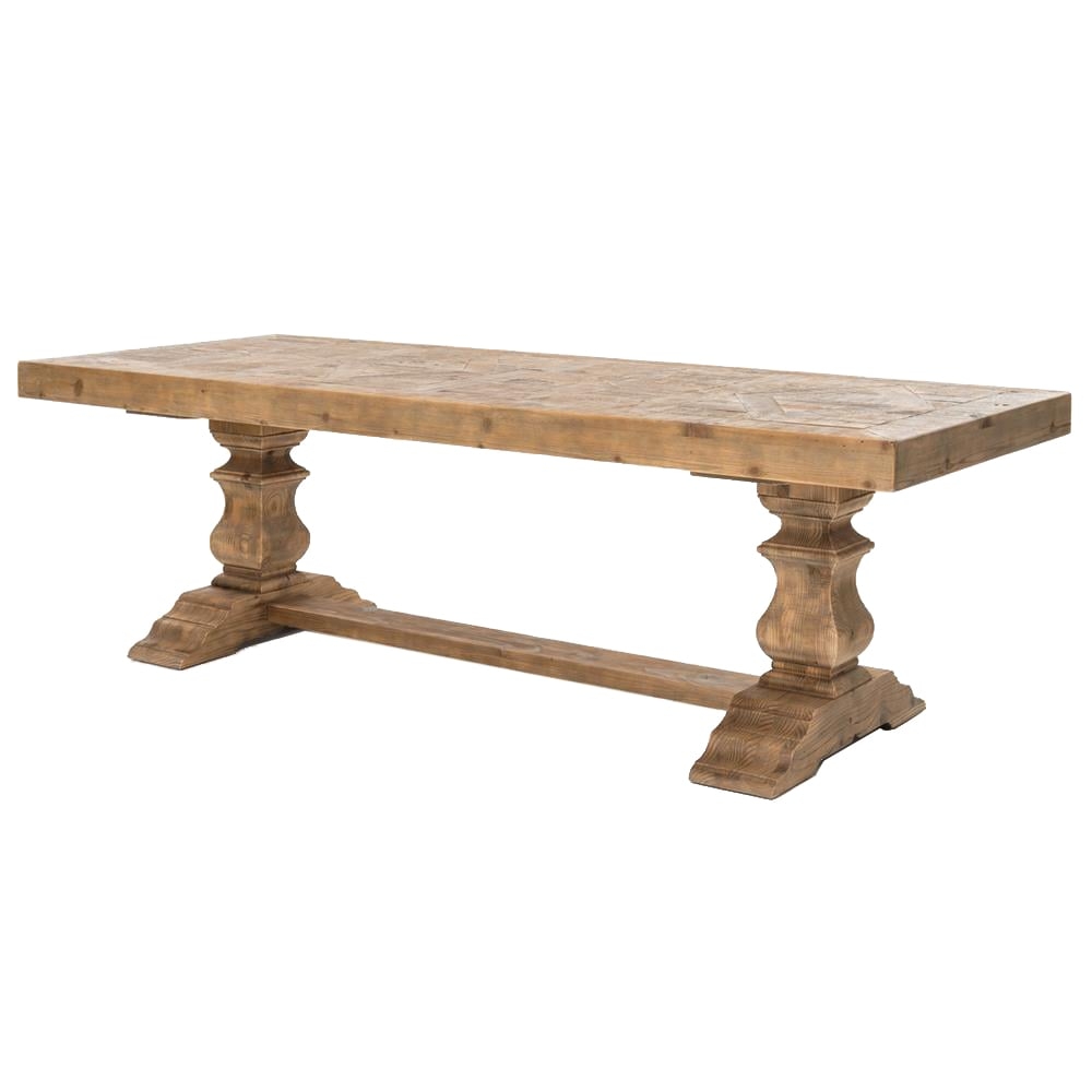 Ellicott Rustic Lodge Bleached Pine Trestle Dining Table - Image 0