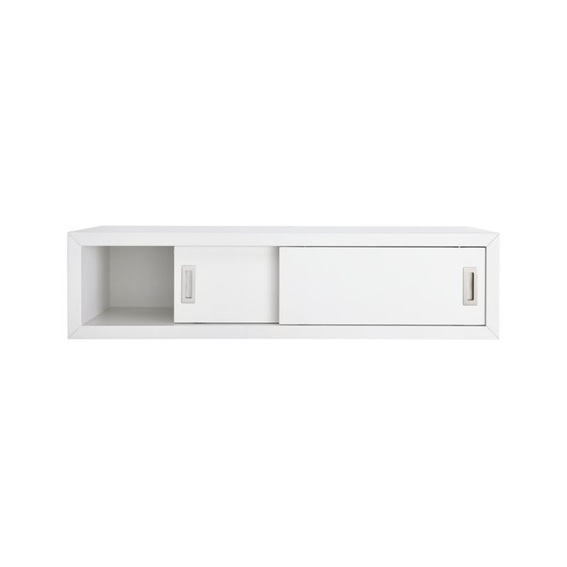 Aspect White 47.5" Floating Cube Shelf with Doors - Image 2