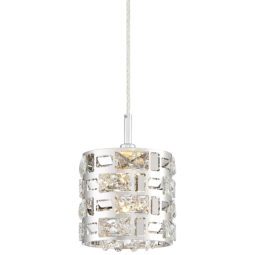 Possini Euro Crystal Rain 6" Wide Chrome Mini LED Pendant - Image 0