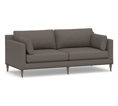 Tallulah Upholstered Sofa 84", Down Blend Wrapped Cushions, Performance Heathered Tweed Graphite - Image 0