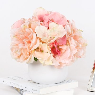 Light Hydrangea Peonies Floral Arrangement in Vase - Image 0