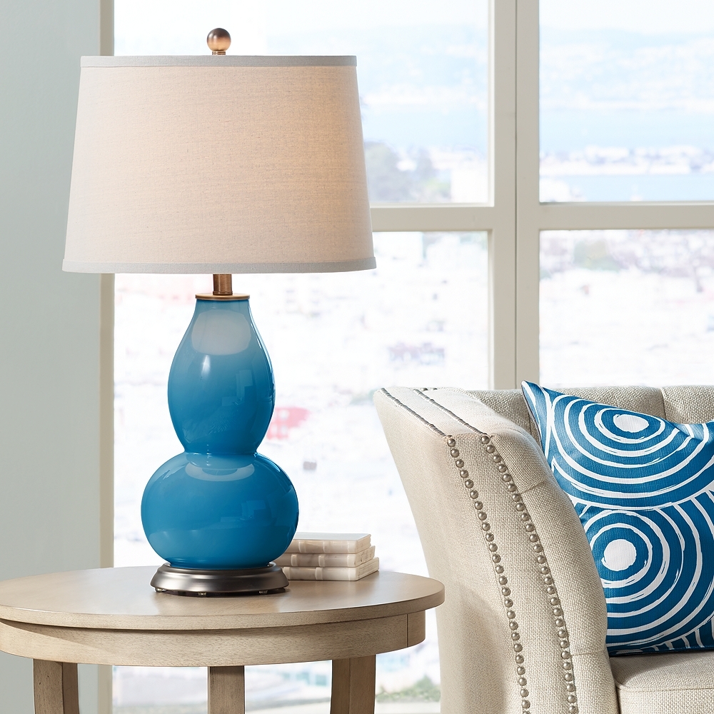 Mykonos Blue Double Gourd Table Lamp - Style # 9V451 - Image 0