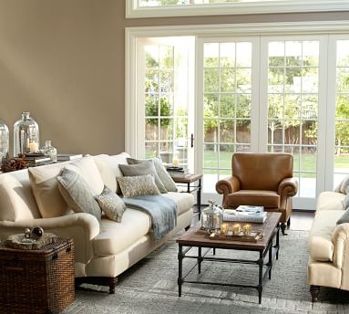 Brooklyn Leather Armchair, Polyester Wrapped Cushions, Burnished Wolf Gray - Image 3