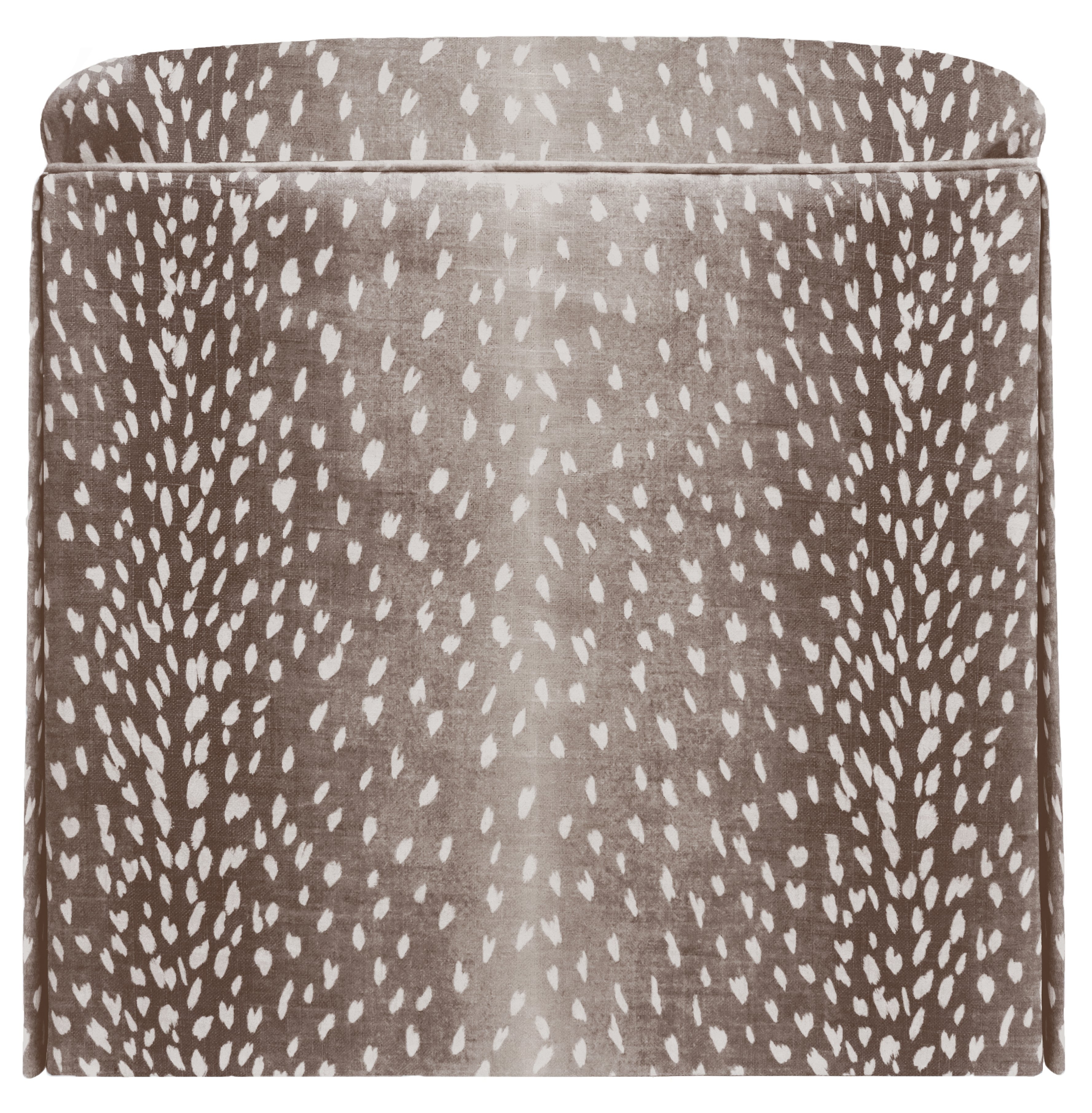 THE SKIRTED OTTOMAN :: ANTELOPE LINEN PRINT // MOCHA - Skirted Ottoman - Image 0