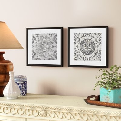 'Mandala Sunburst' 2 Piece Framed Graphic Art Print Set - Image 0