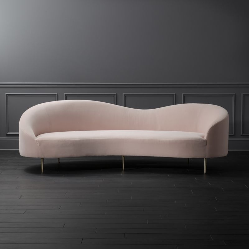 Curvo Pink Velvet Sofa - Image 3