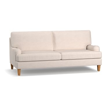 SoMa Hawthorne English Upholstered Sofa, Polyester Wrapped Cushions, Premium Performance Basketweave Pebble - Image 0