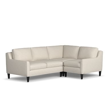 Beverly Upholstered Left Arm 3-Piece Corner Sectional, Polyester Wrapped Cushions, Performance Slub Cotton Stone - Image 0