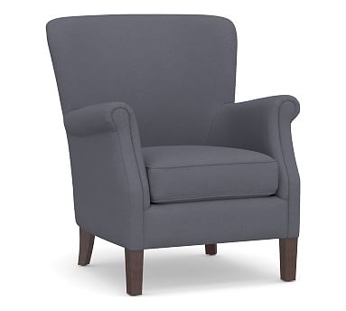 SoMa Minna Upholstered Armchair, Polyester Wrapped Cushions, Washed Canvas Storm Blue - Image 0