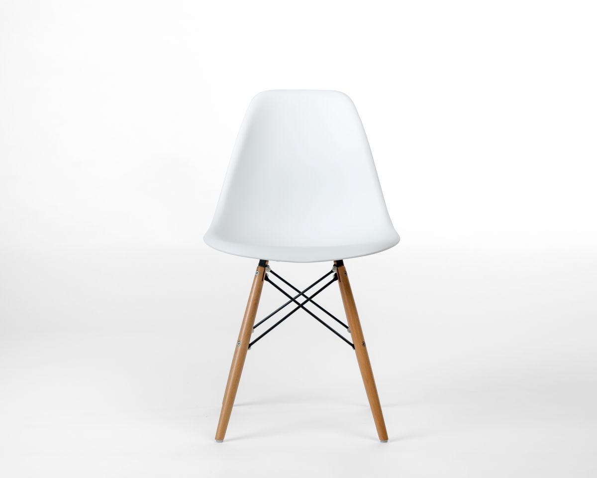 Dsw Molded Plastic Side Chair Wooden Dowel Base - White Wood Dowel - Image 0