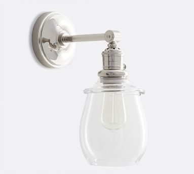 Petite Glass Hood with Bronze Straight Arm Sconce - Image 3