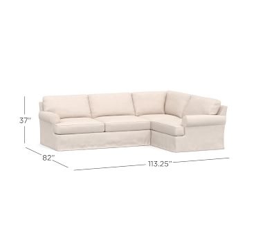 Townsend Roll Arm Slipcovered Right Arm 3-Piece Corner Sectional, Polyester Wrapped Cushions, Sunbrella(R) Performance Slub Tweed Ash - Image 1