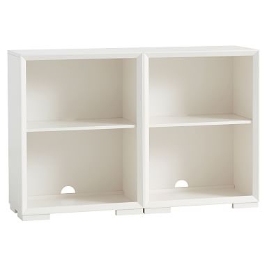 Callum Double 2-Shelf Low Bookcase, Weathered White/ Simply White - Image 0