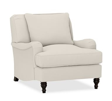 Carlisle Upholstered Armchair, Polyester Wrapped Cushions, Performance Twill Cream - Image 2