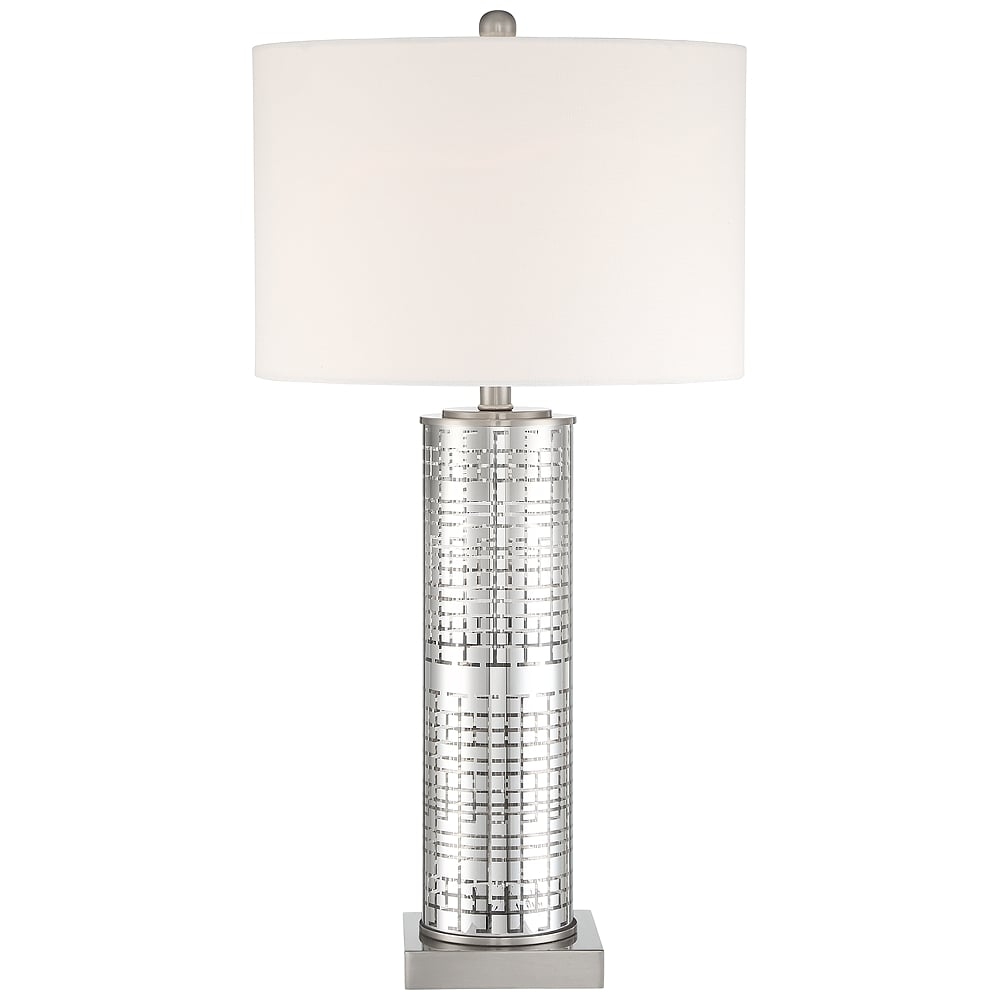 Novak Silver Glass Cylinder Table Lamp - Style # 64H53 - Image 0