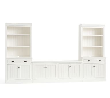 Aubrey 5-Piece Entertainment Center with Cabinets, Dutch White, 144" Wide - Image 0