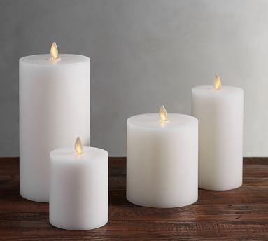 Premium Flickering Flameless Wax Pillar Candle, Set of 2, 4"x4.5" - White - Image 5