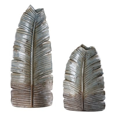 2 Piece Gray Ceramic Vase Set - Image 0