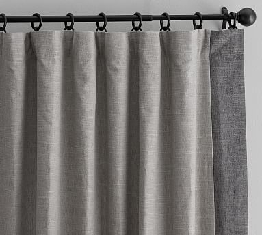 Emery Framed Border Linen Drape, 50 x 84", Gray/Charcoal - Image 0