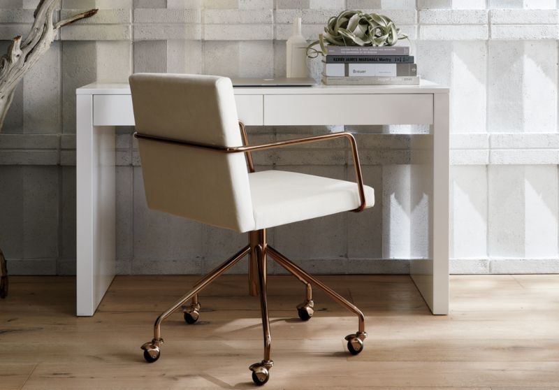 Rouka White Velvet Office Chair - Image 2