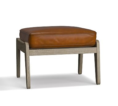 Raylan Leather Ottoman, Down Blend Wrapped Cushions, Burnished Bourbon - Image 2