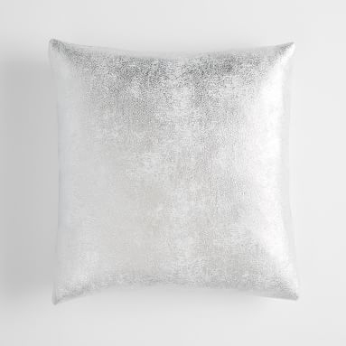 Faux Suede Metallic Pillow Cover, 18 x 18, Silver - Image 1