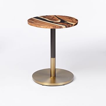 Orbit Base Round Bistro Table, Wood + Resin, Antique Bronze/Blackened Brass - Image 0