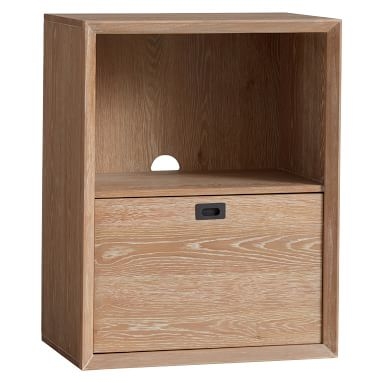 Callum Shelf with 1-Drawer Storage Cabinet, Weathered White/Simply White - Image 2